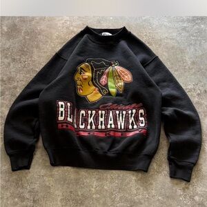 Pro Player Black Blackhawks Crewneck Sweater